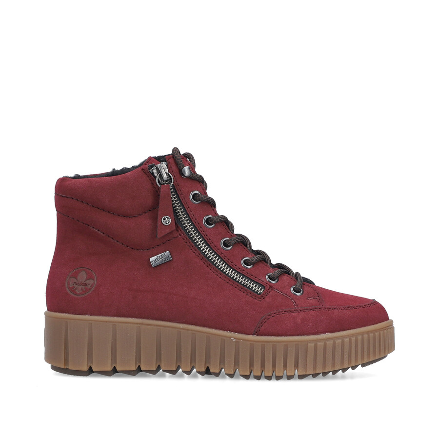 bottes rouges à fermeture éclair pour femmes rieker y6104-35