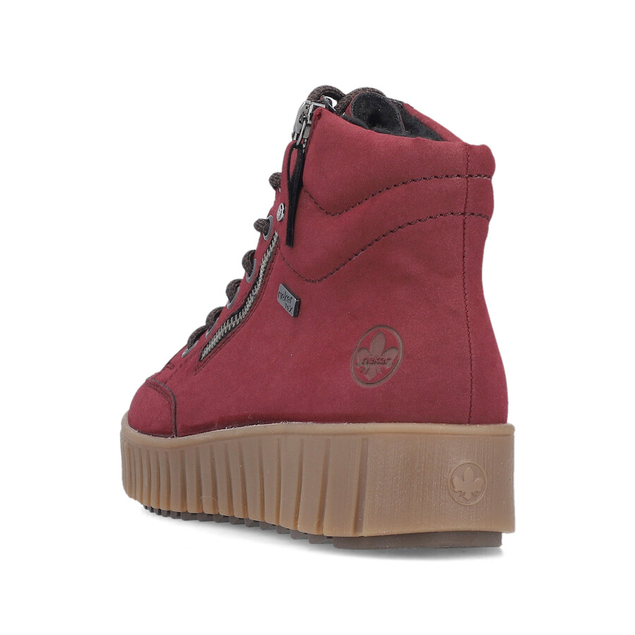 bottes rouges à fermeture éclair pour femmes rieker y6104-35