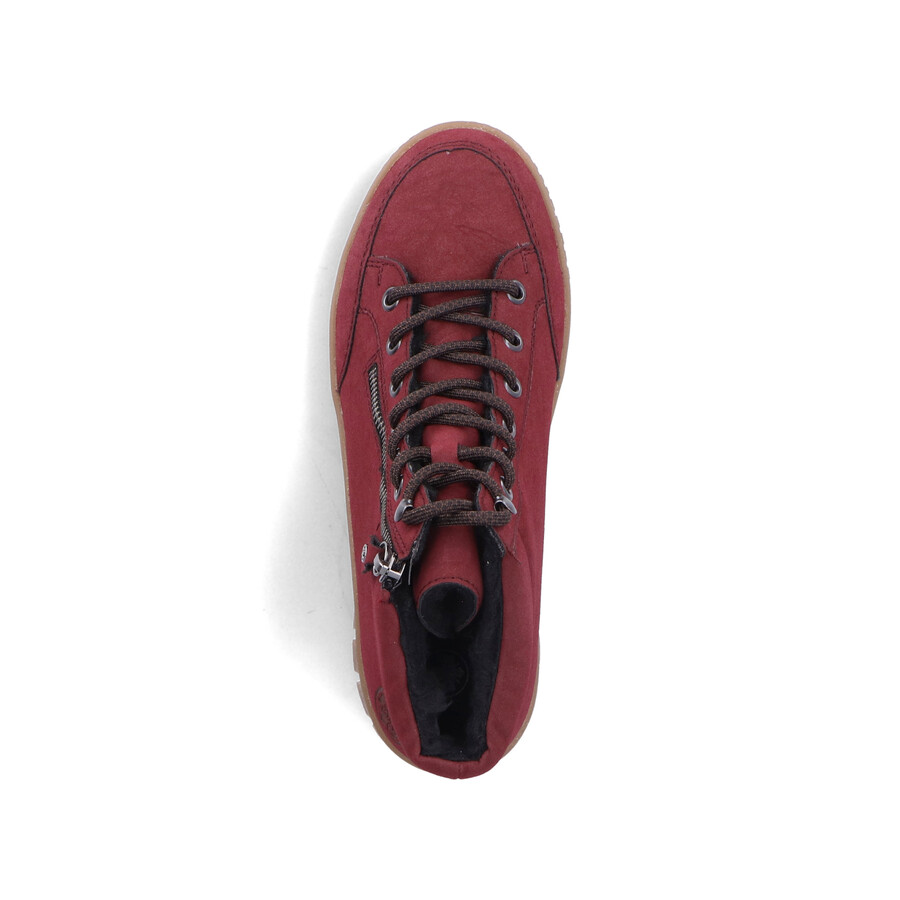 bottes rouges à fermeture éclair pour femmes rieker y6104-35