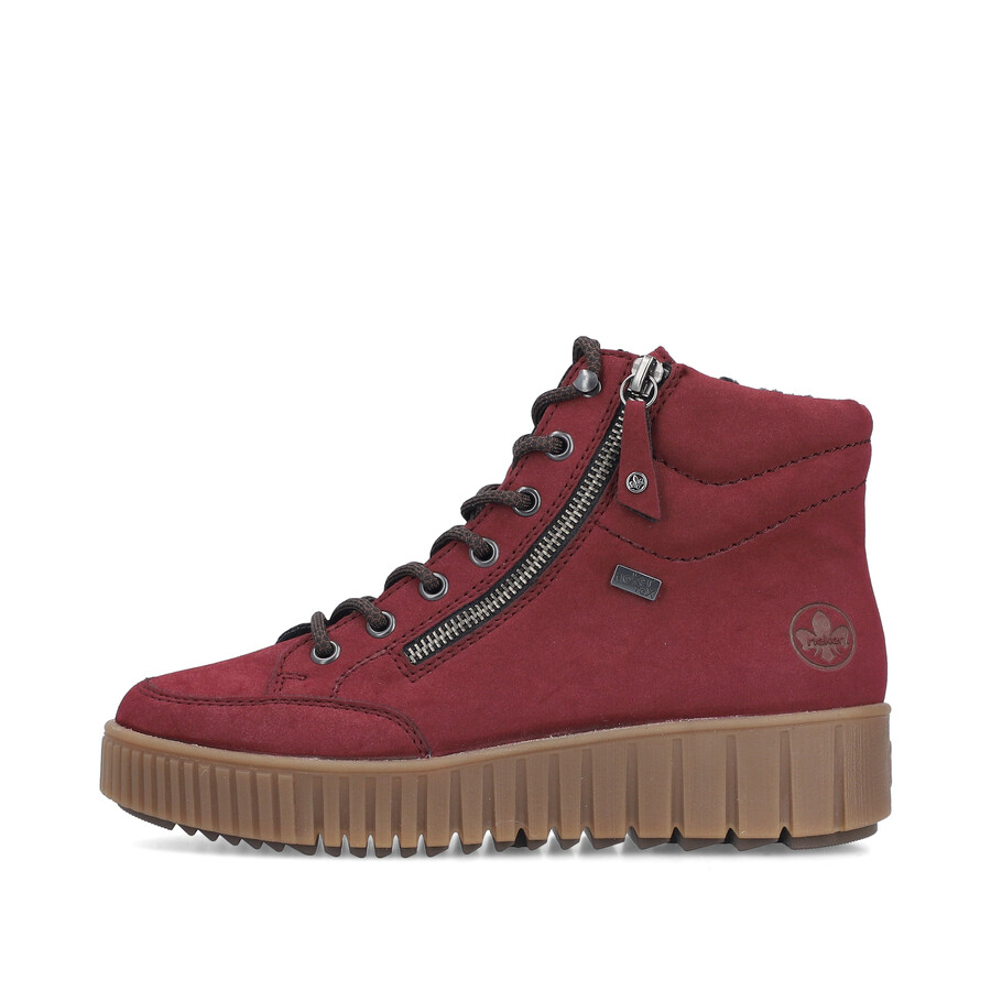 bottes rouges à fermeture éclair pour femmes rieker y6104-35