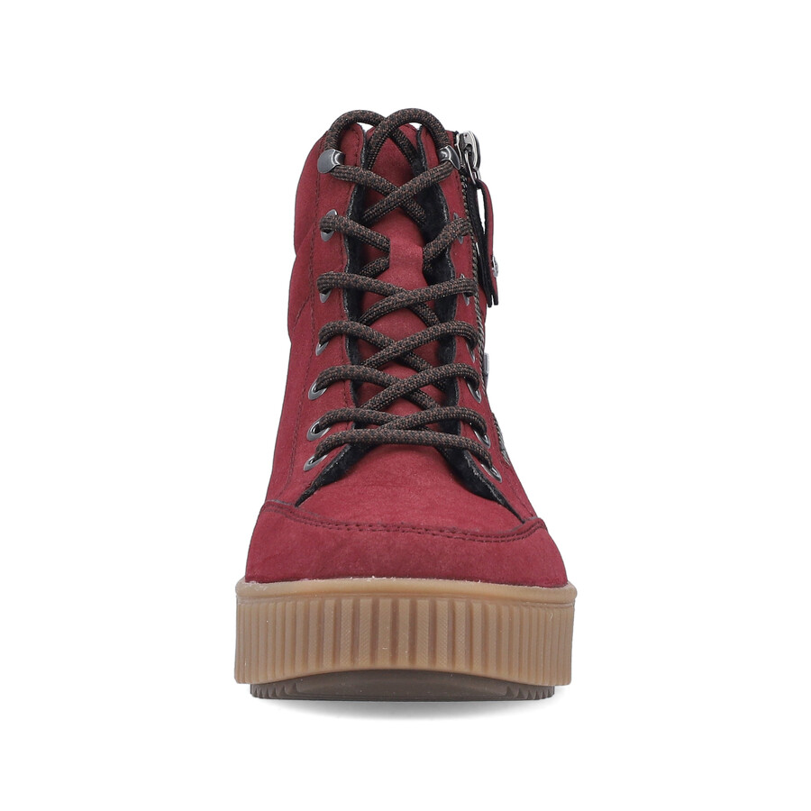 bottes rouges à fermeture éclair pour femmes rieker y6104-35