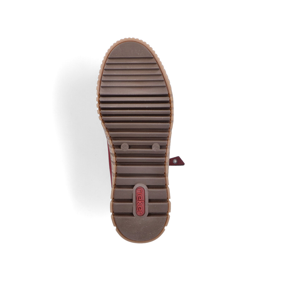 bottes rouges à fermeture éclair pour femmes rieker y6104-35