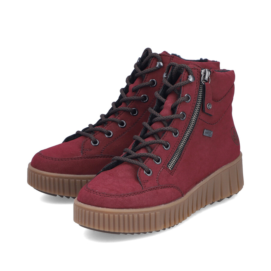 bottes rouges à fermeture éclair pour femmes rieker y6104-35