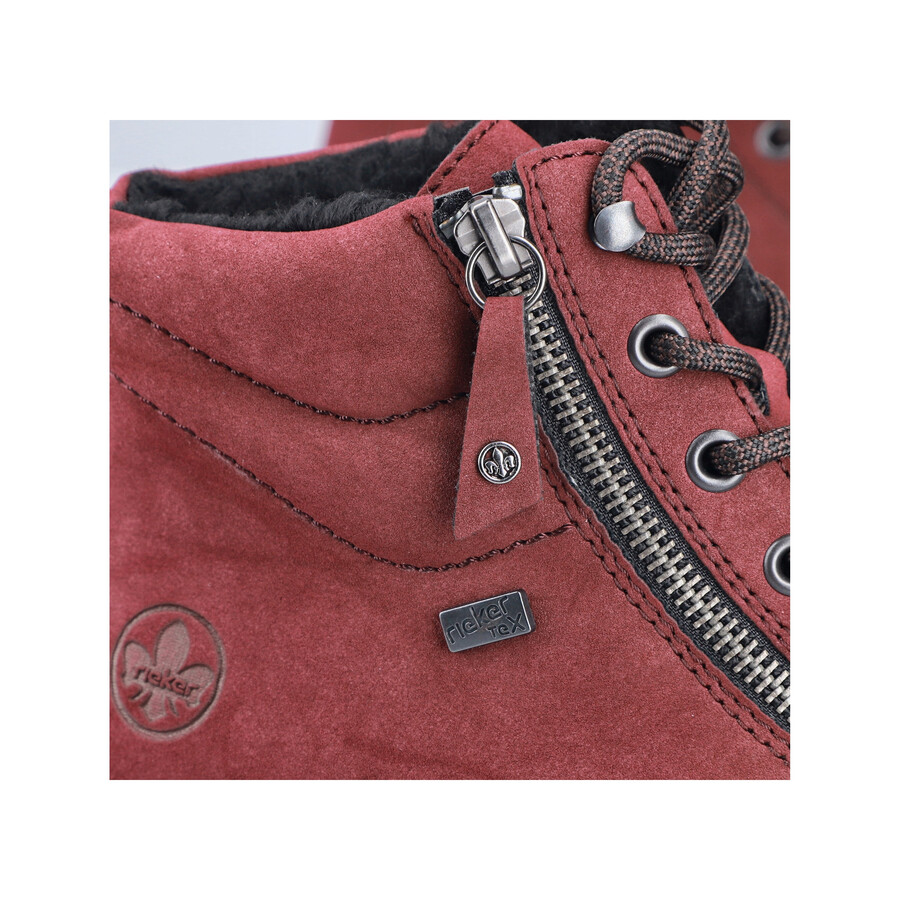 bottes rouges à fermeture éclair pour femmes rieker y6104-35
