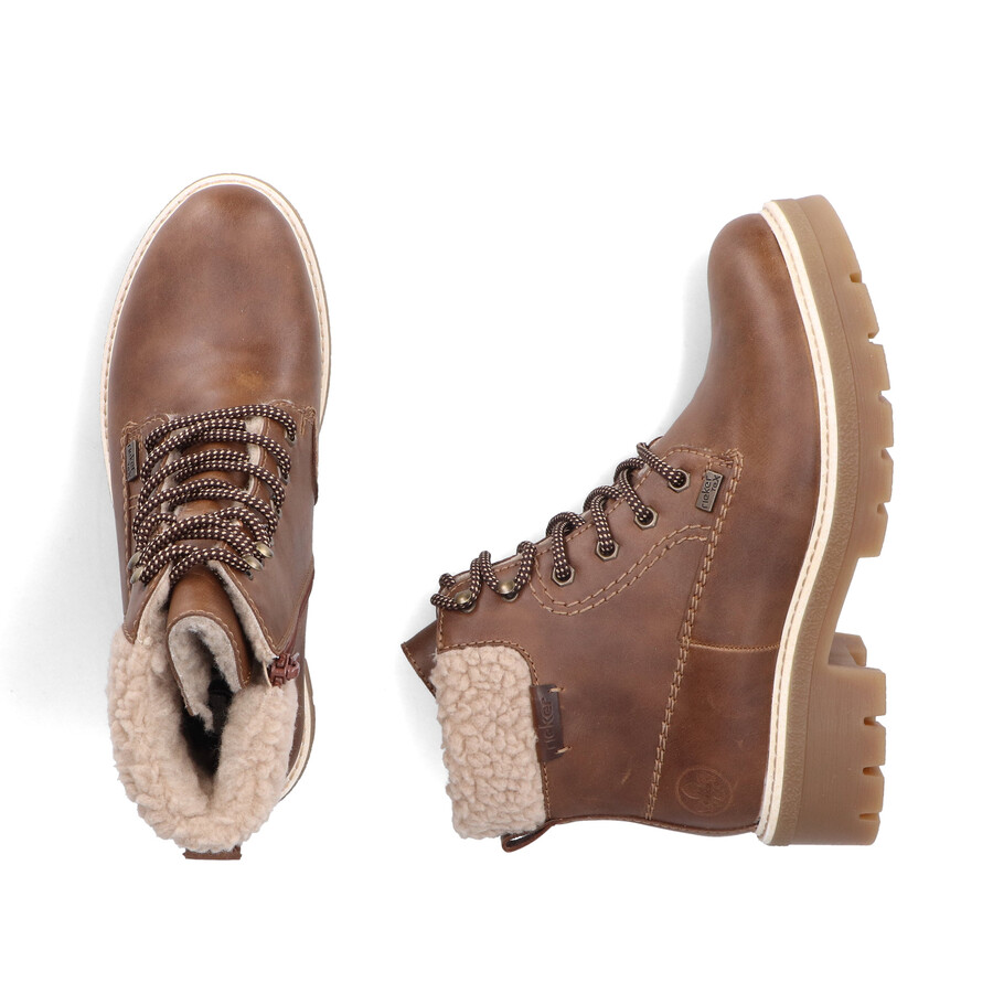 bottes marron à fermeture éclair pour femmes rieker y8118-22