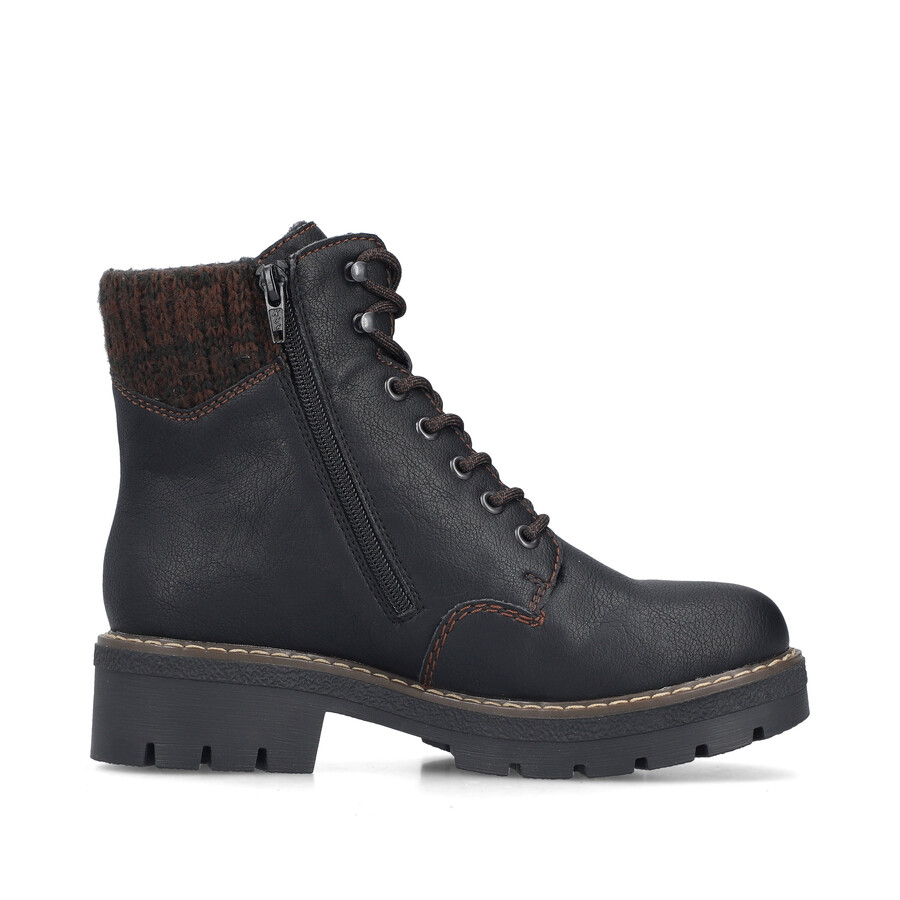 bottes noires à fermeture éclair pour femmes rieker y8130-00