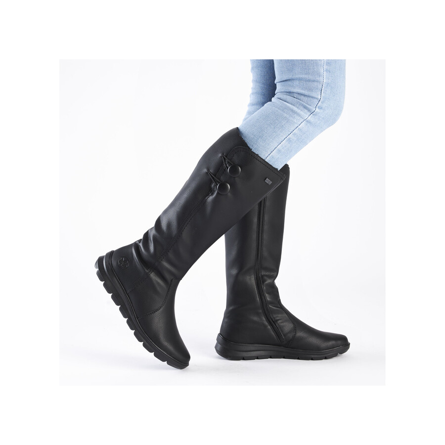 bottes noires à fermeture éclair pour femmes rieker z0090-00