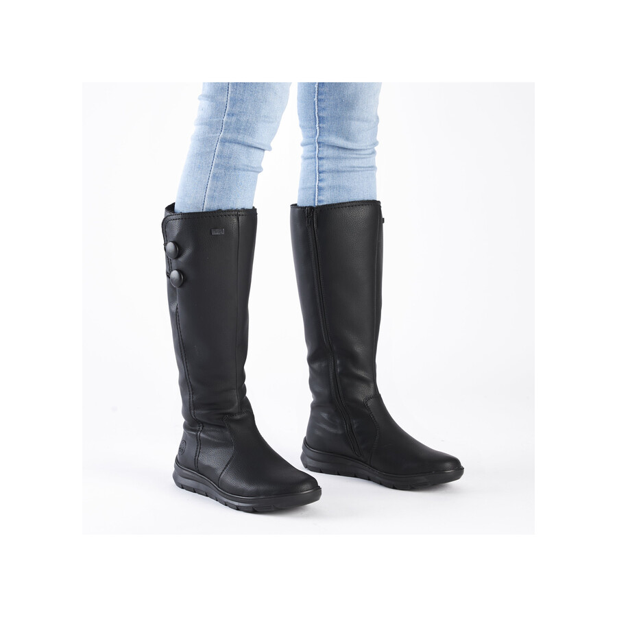 bottes noires à fermeture éclair pour femmes rieker z0090-00