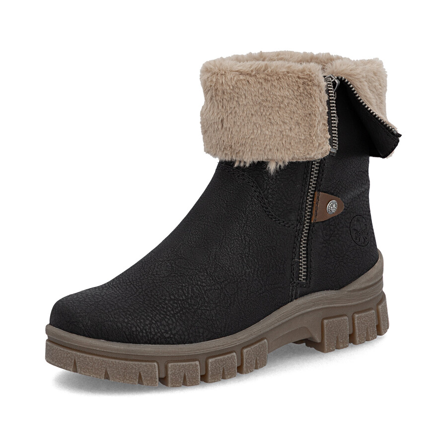 bottes noires à fermeture éclair pour femmes rieker z1182-00