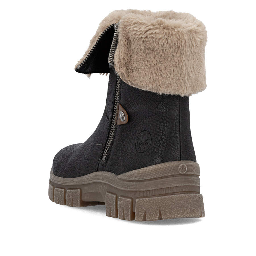 bottes noires à fermeture éclair pour femmes rieker z1182-00