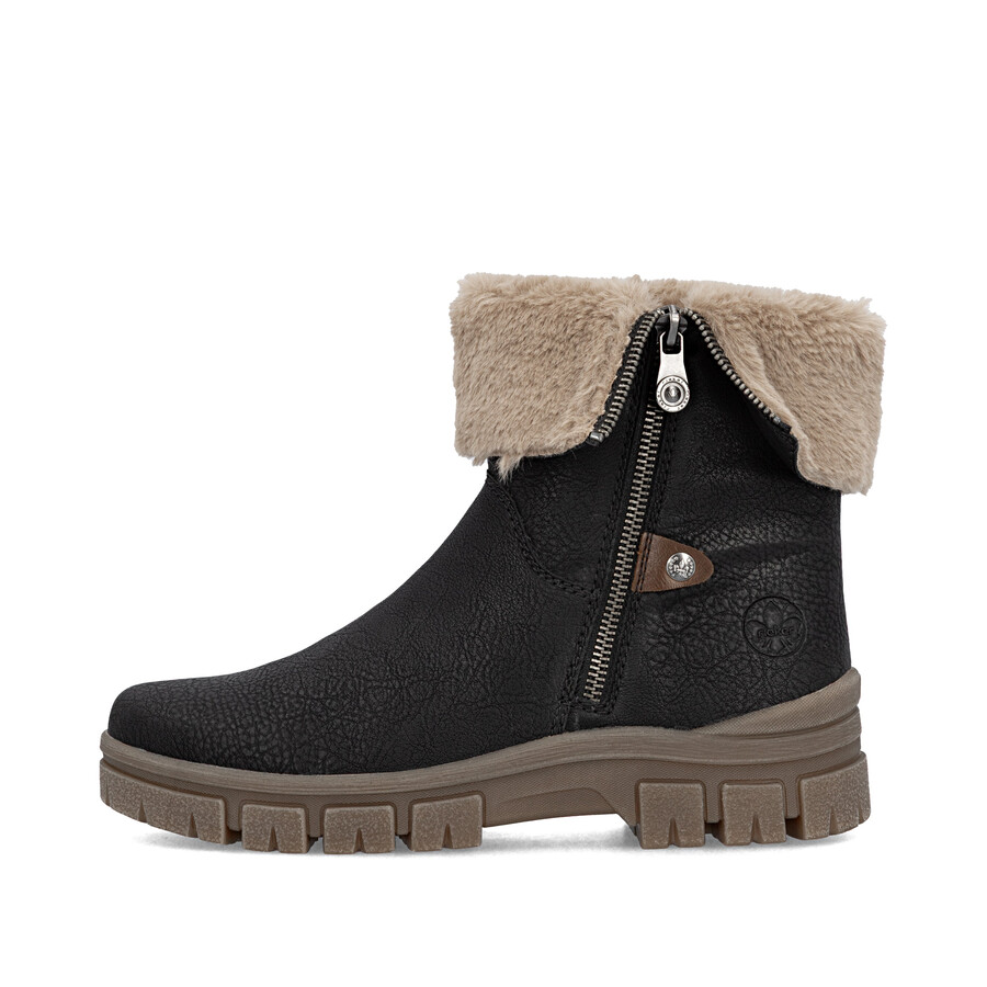 bottes noires à fermeture éclair pour femmes rieker z1182-00