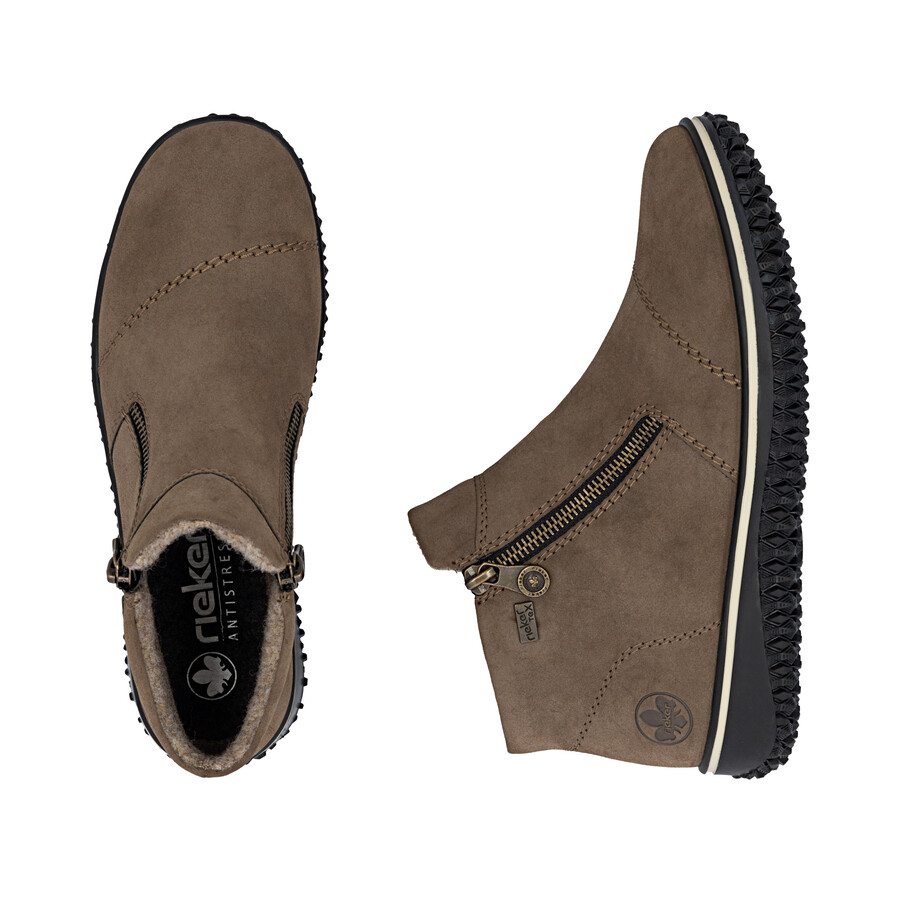 bottes marron à fermeture éclair pour femmes rieker z4265-24