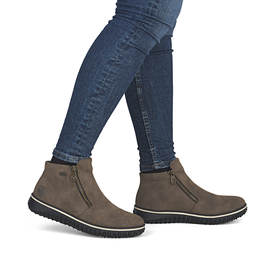 bottes marron à fermeture éclair pour femmes rieker z4265-24
