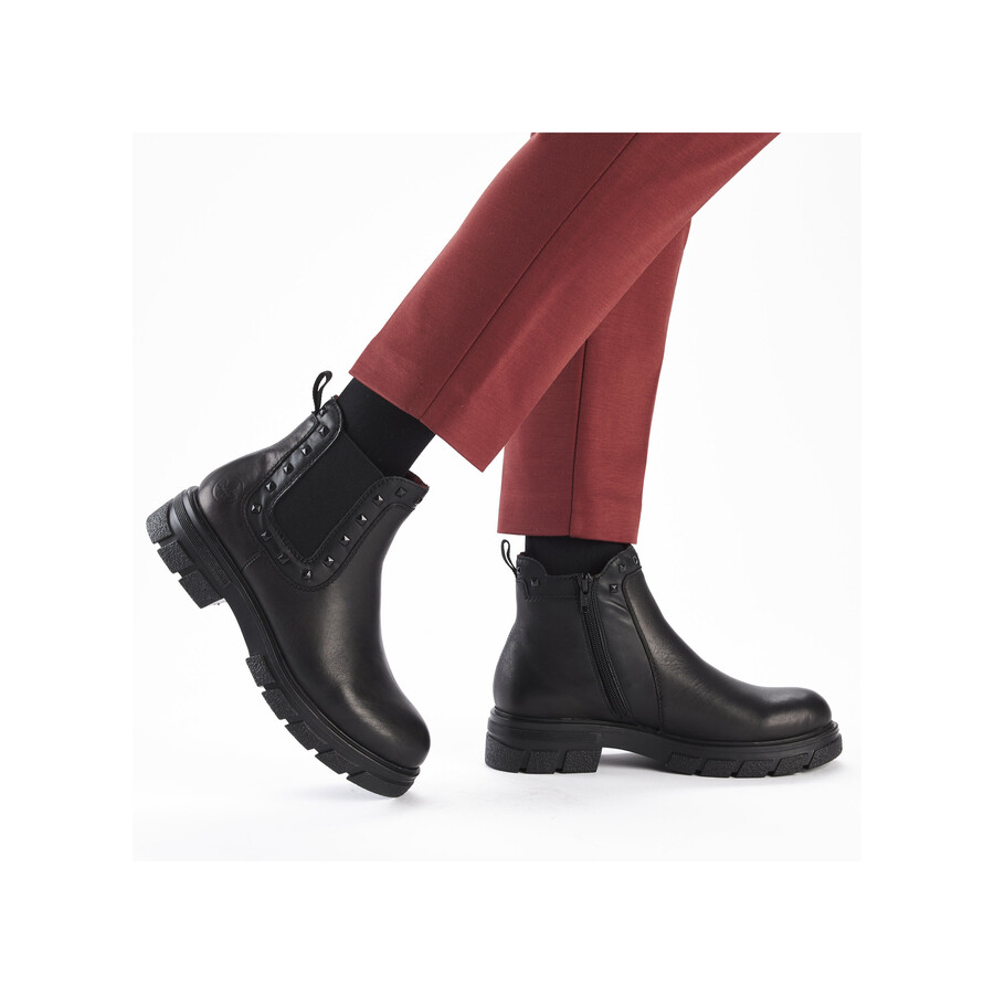 bottes noires à fermeture éclair pour femmes rieker z9154-00