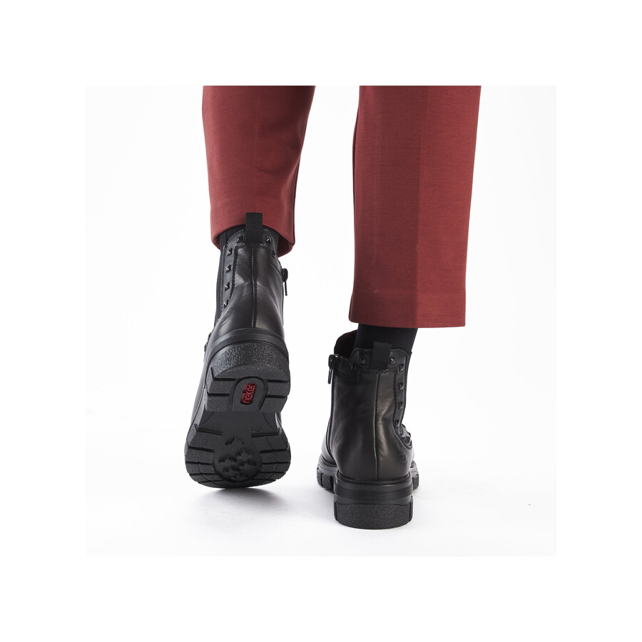 bottes noires à fermeture éclair pour femmes rieker z9154-00