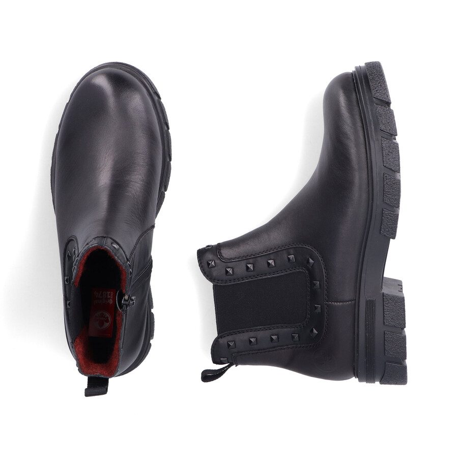 bottes noires à fermeture éclair pour femmes rieker z9154-00