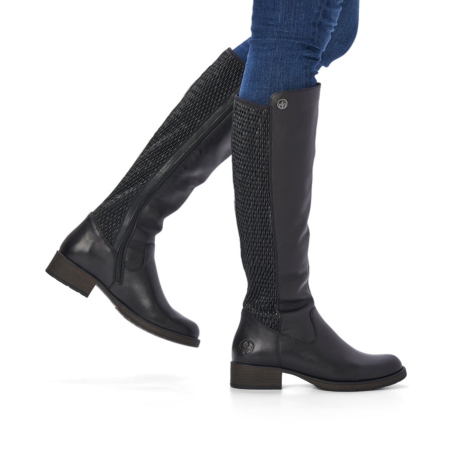 bottes noires à fermeture éclair pour femmes rieker z9591-00