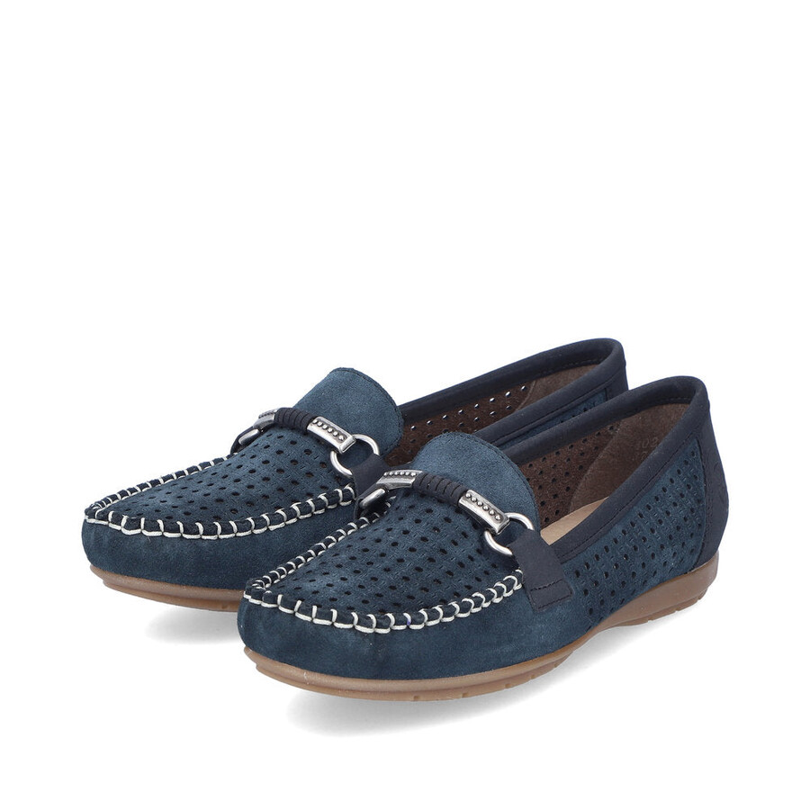 chaussures bleues à enfiler pour femmes rieker 40253-14