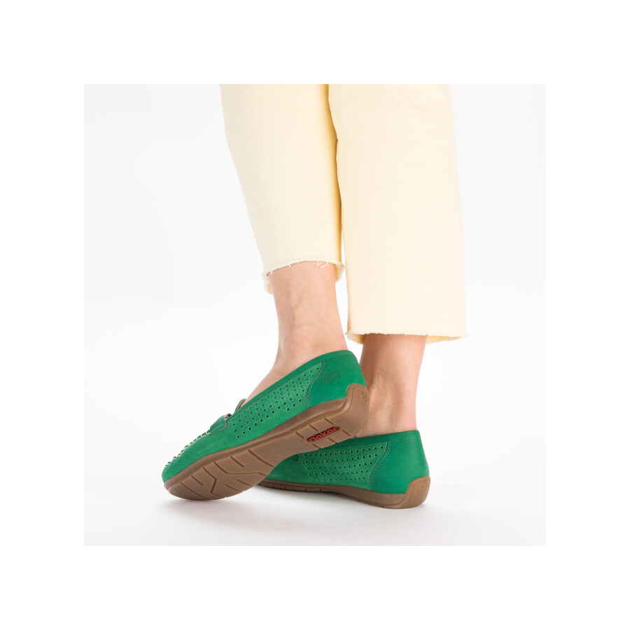 chaussures vertes à enfiler pour femmes rieker 40253-54