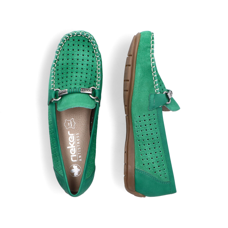 chaussures vertes à enfiler pour femmes rieker 40253-54
