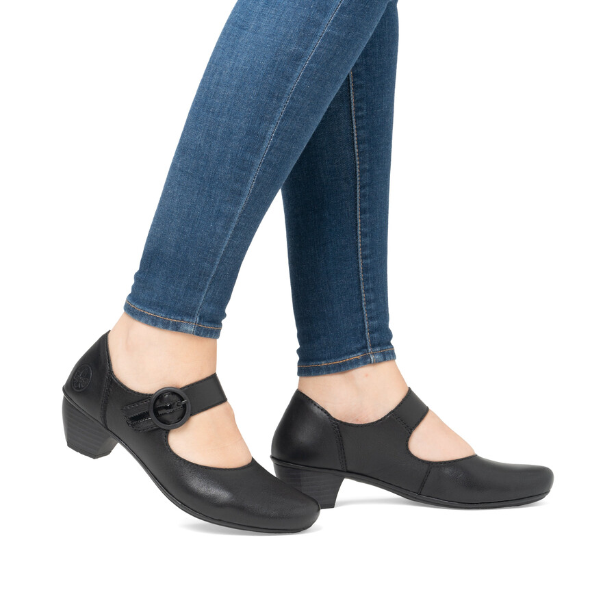 chaussures noires à scratch pour femmes rieker 41756-00