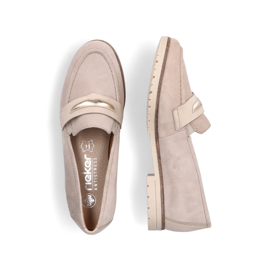 chaussures beiges élastiques pour femmes rieker 45301-60