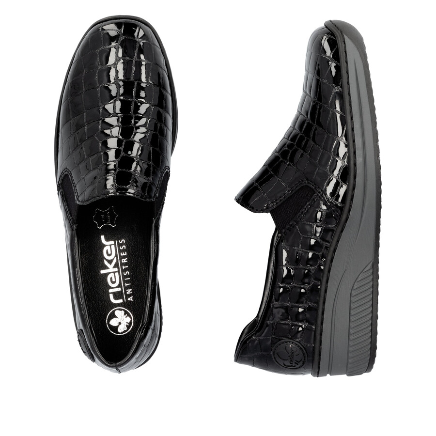 chaussures élastiques noires pour femmes rieker 48752-00