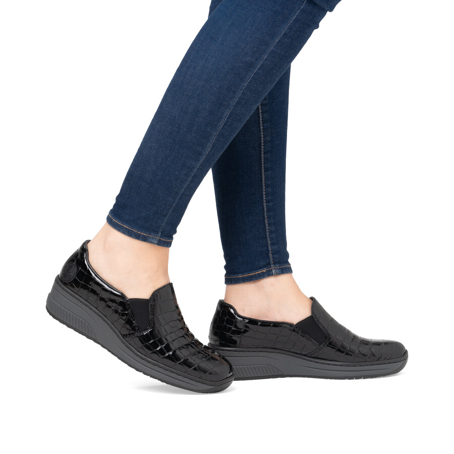 chaussures élastiques noires pour femmes rieker 48752-00