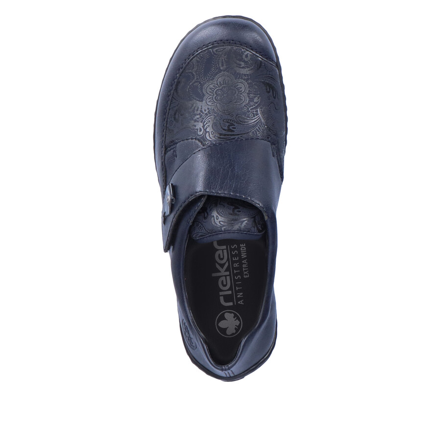 chaussures bleues à scratch pour femmes rieker 48951-14