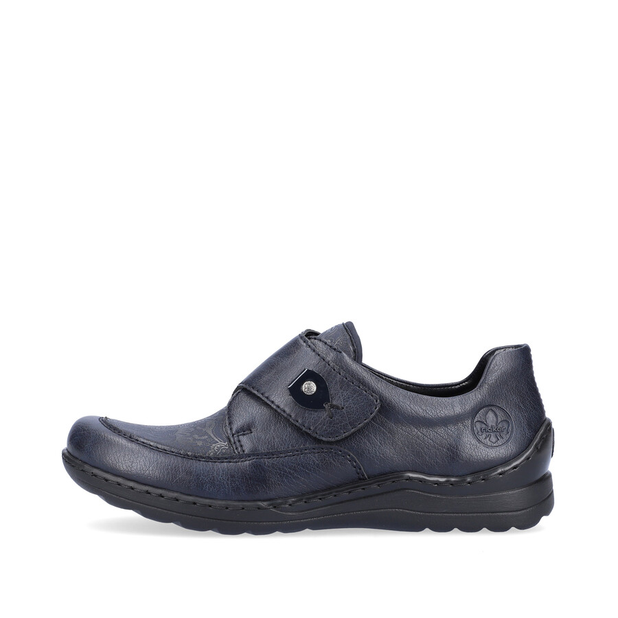 chaussures bleues à scratch pour femmes rieker 48951-14