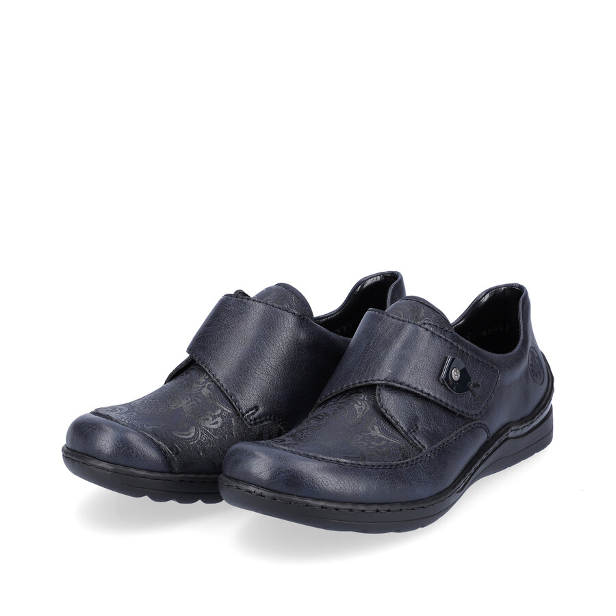 chaussures bleues à scratch pour femmes rieker 48951-14