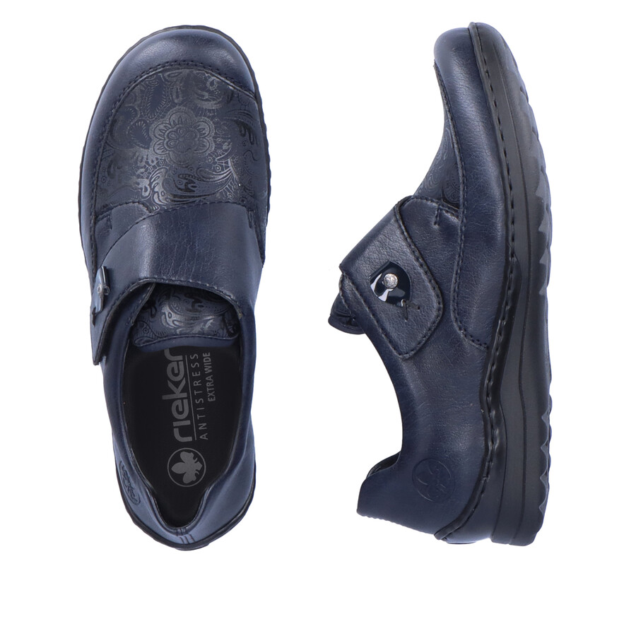 chaussures bleues à scratch pour femmes rieker 48951-14