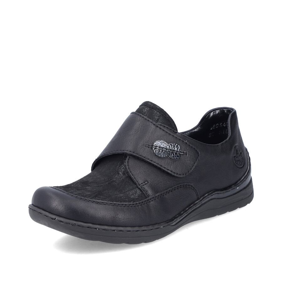 chaussures noires à scratch pour femmes rieker 48954-00
