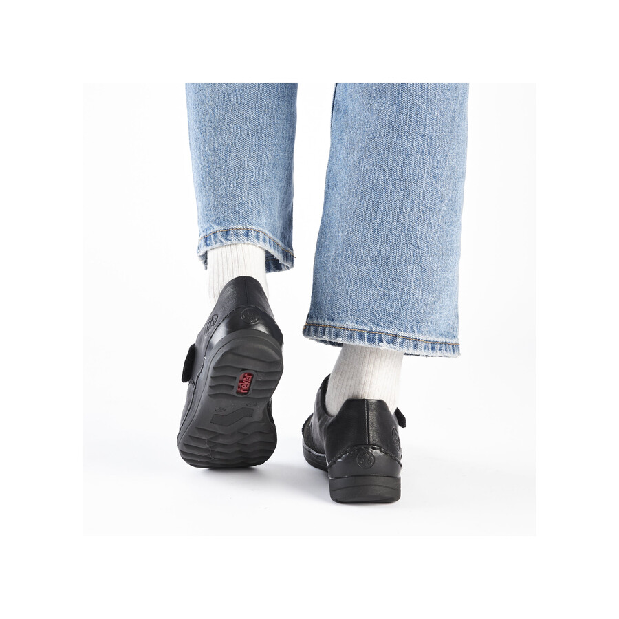 chaussures noires à scratch pour femmes rieker 48954-00