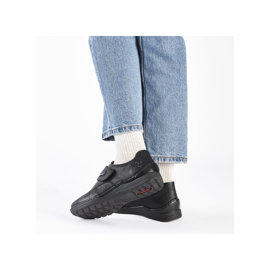 chaussures noires à scratch pour femmes rieker 48954-00
