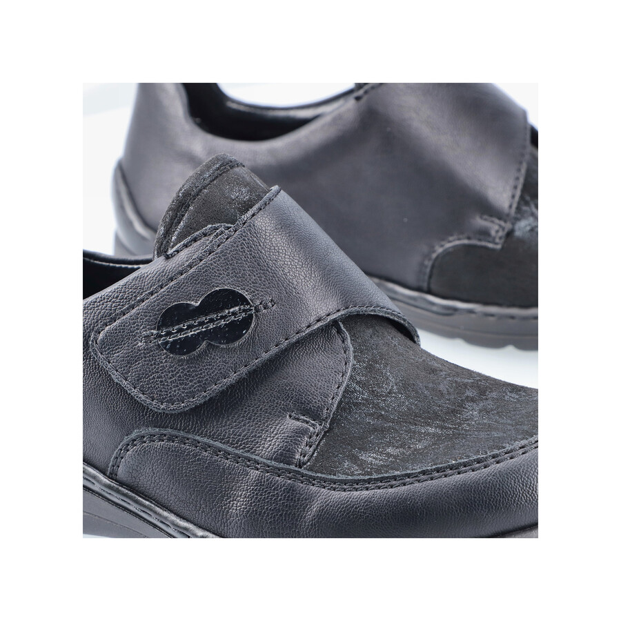 chaussures noires à scratch pour femmes rieker 48954-00