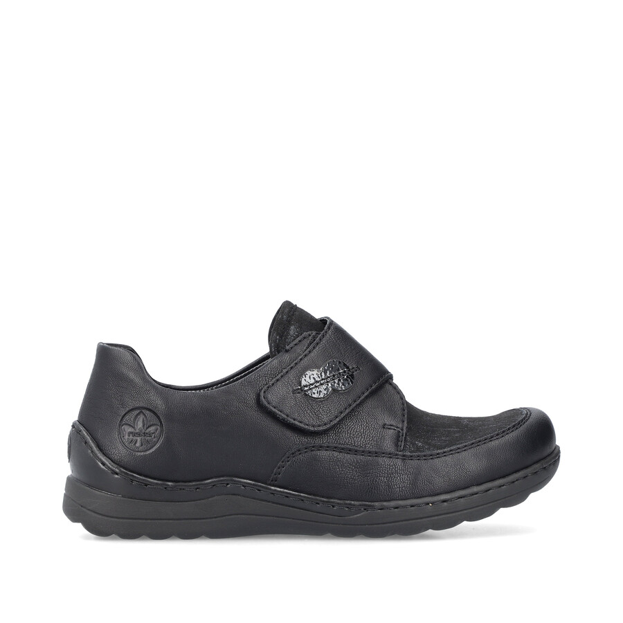 chaussures noires à scratch pour femmes rieker 48954-00