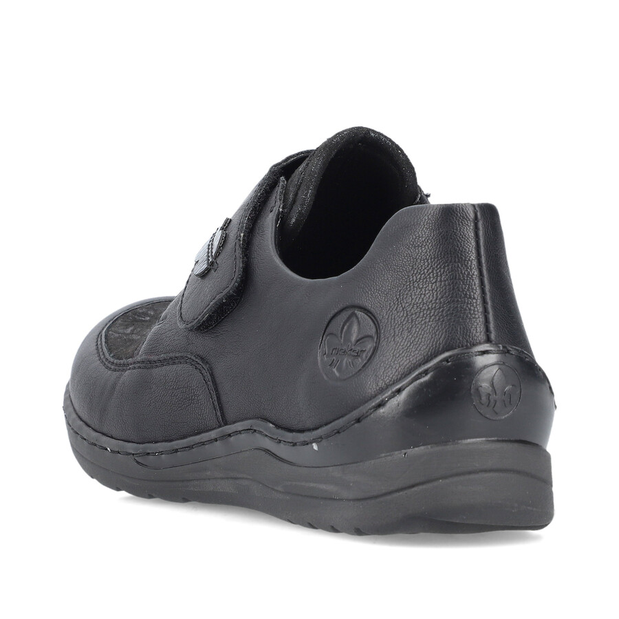 chaussures noires à scratch pour femmes rieker 48954-00