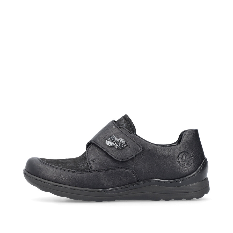 chaussures noires à scratch pour femmes rieker 48954-00