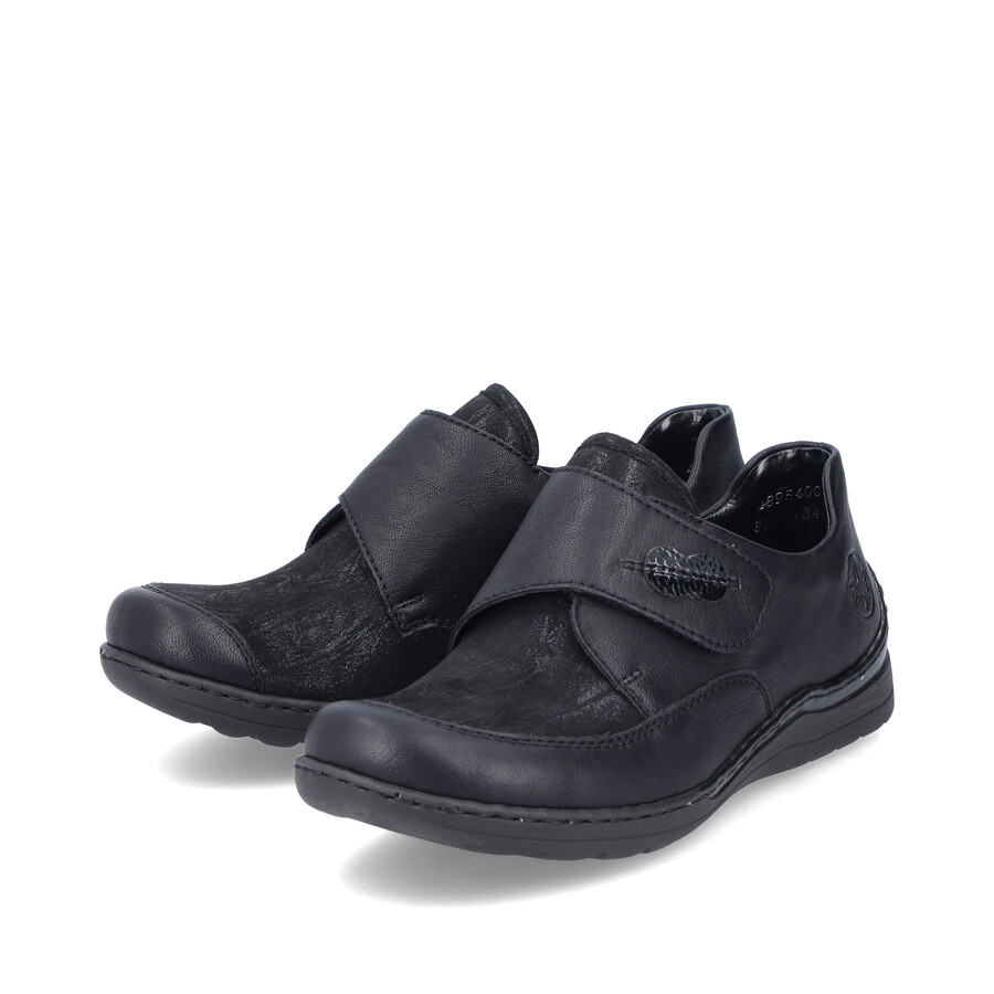 chaussures noires à scratch pour femmes rieker 48954-00