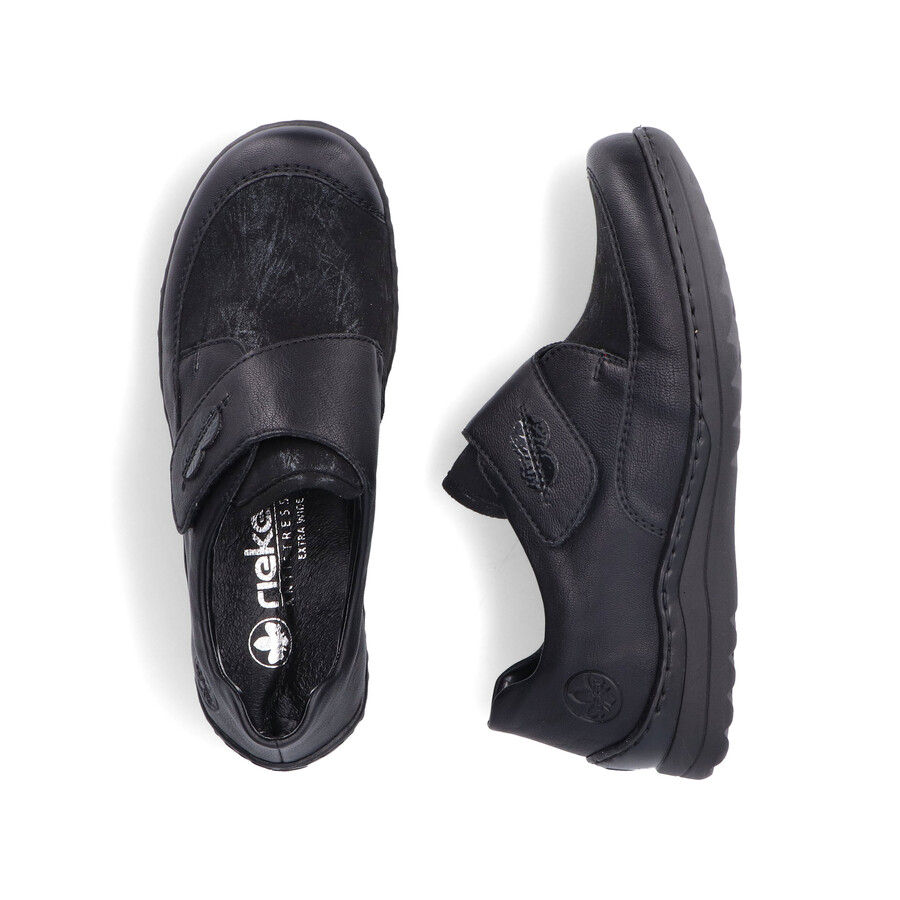 chaussures noires à scratch pour femmes rieker 48954-00