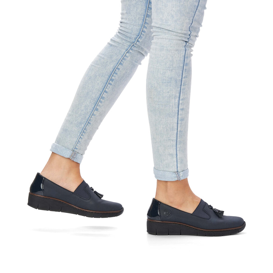 chaussures élastiques bleues pour femmes rieker 53751-14