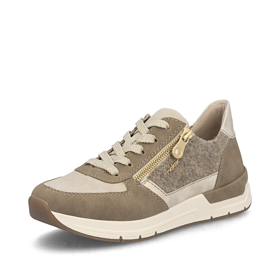 chaussures beiges à fermeture éclair pour femmes rieker 58902-64