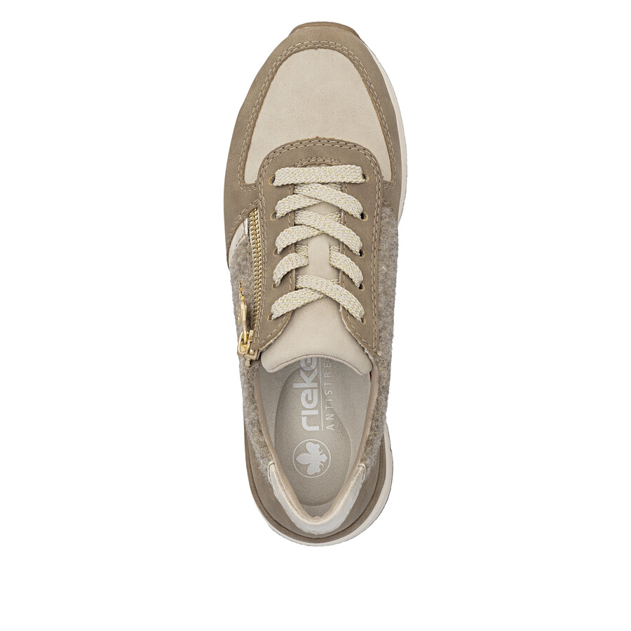 chaussures beiges à fermeture éclair pour femmes rieker 58902-64