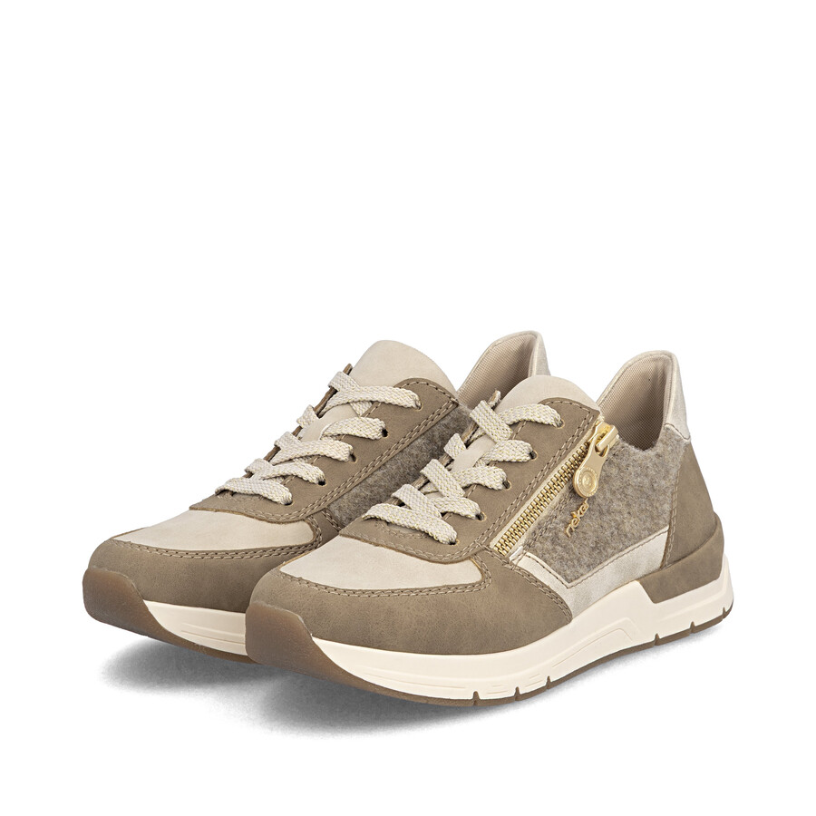 chaussures beiges à fermeture éclair pour femmes rieker 58902-64