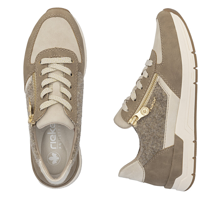chaussures beiges à fermeture éclair pour femmes rieker 58902-64