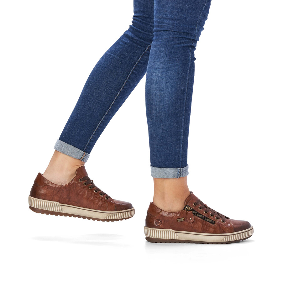 chaussures marron à fermeture éclair pour femmes remonte d0700-22