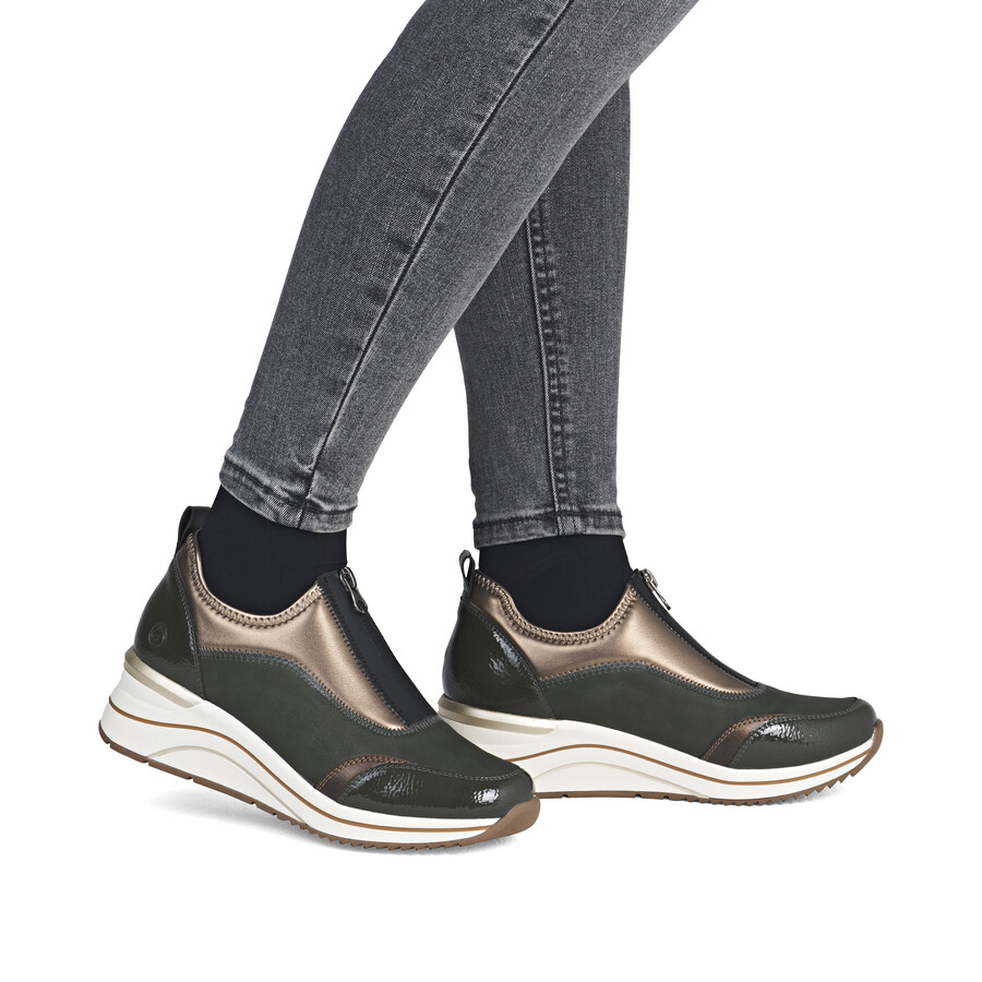 chaussures vertes à fermeture éclair pour femmes remonte d0t08-54
