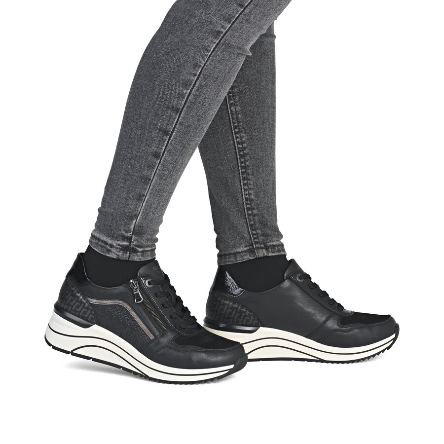 chaussures noires à fermeture éclair pour femmes remonte d0t16-03