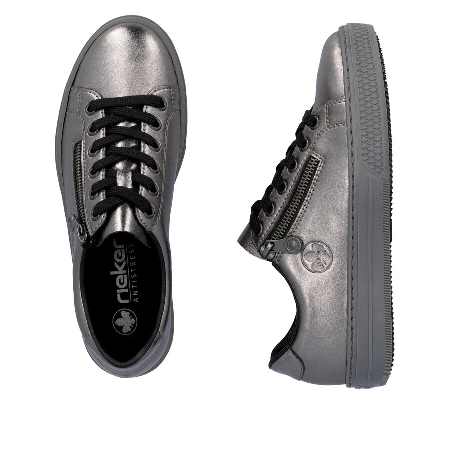 chaussures à fermeture éclair argentplatine pour femmes rieker l59l1-90